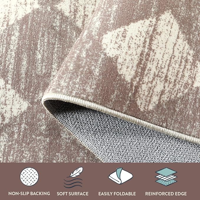 Lahome Zelie Moroccan Treills Area Rug, 3x5 Rugs for Living Room Washable Entry Mat, Checkered Modern Soft Beige Indoor Accent Carprt for Coffee Table Bedroom Family Dinning Room Playroom