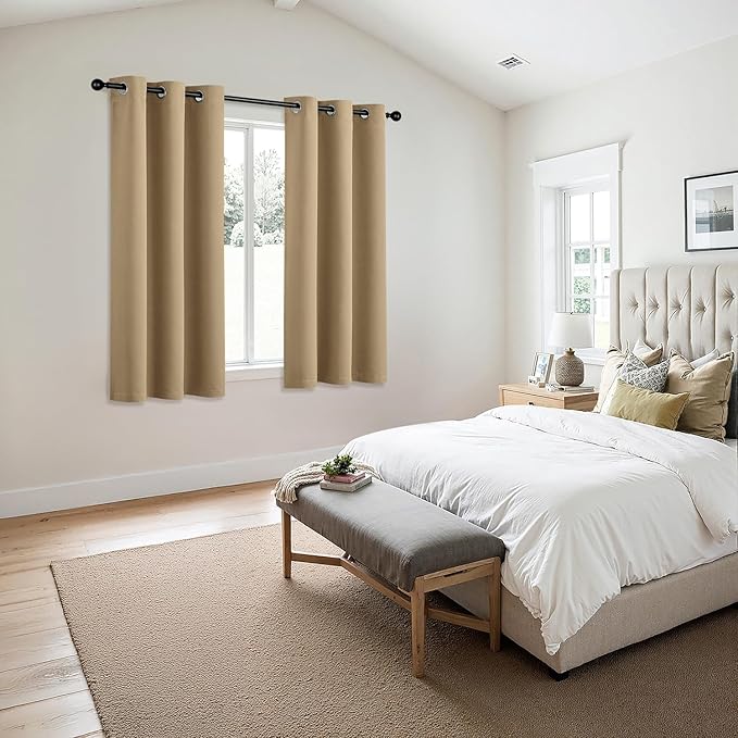 MIULEE Taupe Brown Blackout Curtains for Bedroom Living Room 54 Inches Long 2 Panels, Thermal Insulated Room Darkening Drapes Grommet Noise Reducing Light Blocking Window Treatments 40x54 Inch