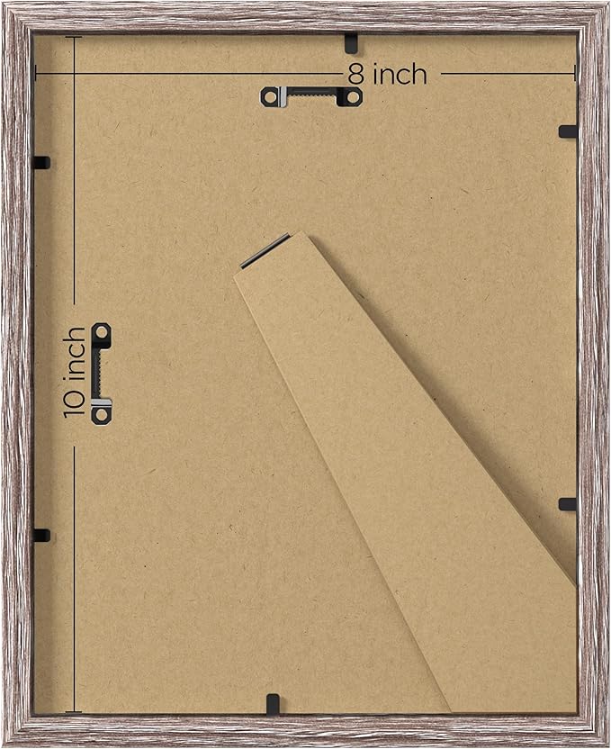 eletecpro 8x10 Picture Frames Set of 10, Gallery Wall Frame Display 5x7 Photo with Mat or 8x10 without Mat, Picture Frame Collage Wall Decor for Wall Mounting, Weathered Grey