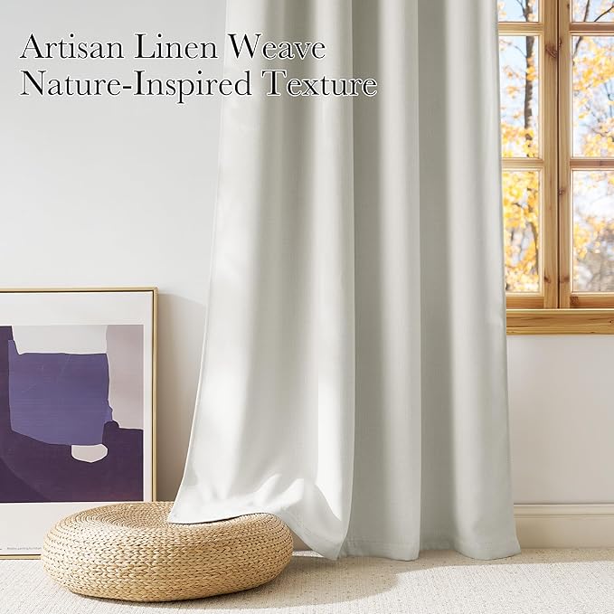 NICETOWN Natural Room Darkening Curtains 84 inches Long for Living Room - Privacy Panels for Bedroom, Modern Farmhouse Style Home Decor Grommet Top, 2 Panels, W42 by L84