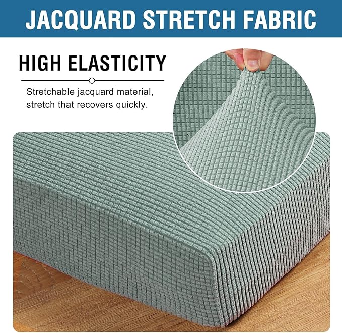 H.VERSAILTEX Super Stretch Individual Seat Cushion Covers Sofa Covers Couch Cushion Covers Slipcover Sets Thick Jacquard Textured Twill Fabric (1 Piece Chair Cushion Cover, Sage)