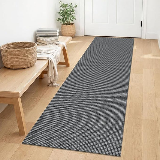 IOHOUZE Washable Runner Rug 2x6 Non Slip Runners for Hallways Entryway Runner Indoor, Kitchen Rugs Woven Cotton Floor Carpet for Kitchen Hall Entrance Bedroom, Dark Grey