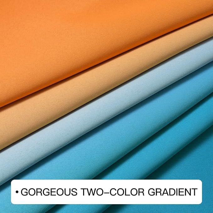 COSVIYA Grommet Ombre Room Darkening Curtains 54 inches Length for Kids/Girls Bedroom, Polyester Light Blocking Orange and Blue Gradient Window Drapes/Curtains for Living Room,2 Panels, 52x54 inches