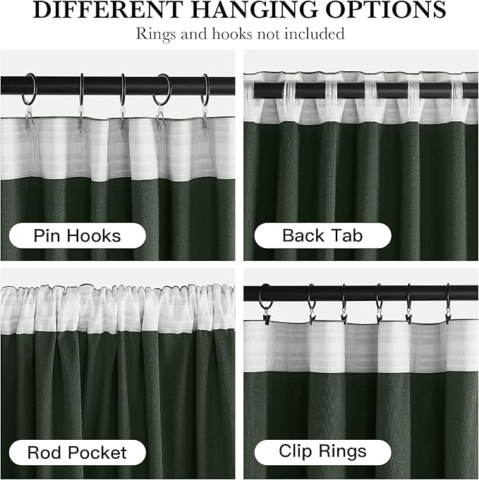 RYB HOME Elegant Green Velvet Curtains 96 inches Long, Light Blocking, Thermal Insulated, Stylish Velvet Drapes with Hook Belt for Cozy Home Aesthetics, 62" W x L96 L, 2 Panels Set