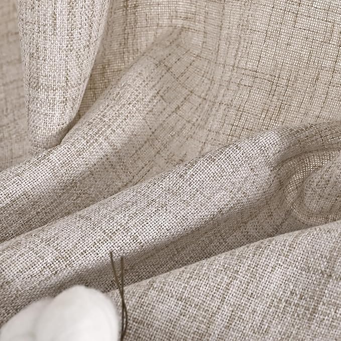 YoungsTex Natural Linen Curtains for Living Room 60 Inch Wide Bronze Grommet Linen Textured Drapes 84 Inch Length Light Filtering Window Curtains Farmhouse, 2 Panels, 60 X 84 Inch