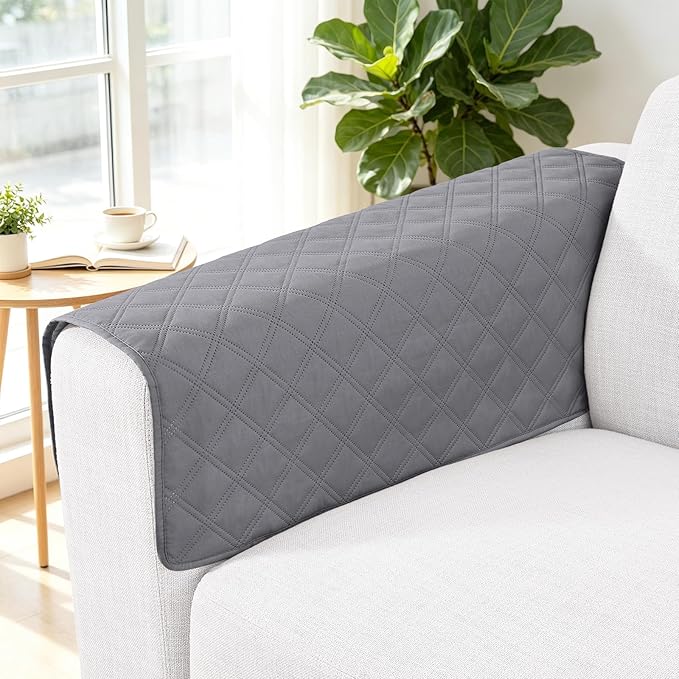 Smiry Waterproof Couch Covers for Dogs Washable, Reversible Pet Couch Covers for 3 Cushion Sofa Pet Friendly, Soft Sofa Furniture Protector for Dogs Cat Kids, Checkered (40"x40", Grey/Dark Grey)