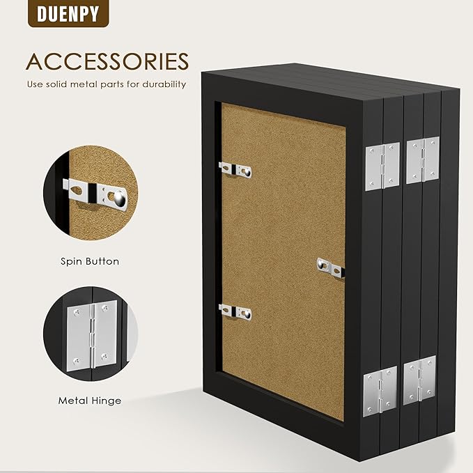5 Folding 4x6 Picture Frame Horizontal Engineered Wood Accordion Photo Frame with Plexiglass Tabletop Bookshelf Display Black