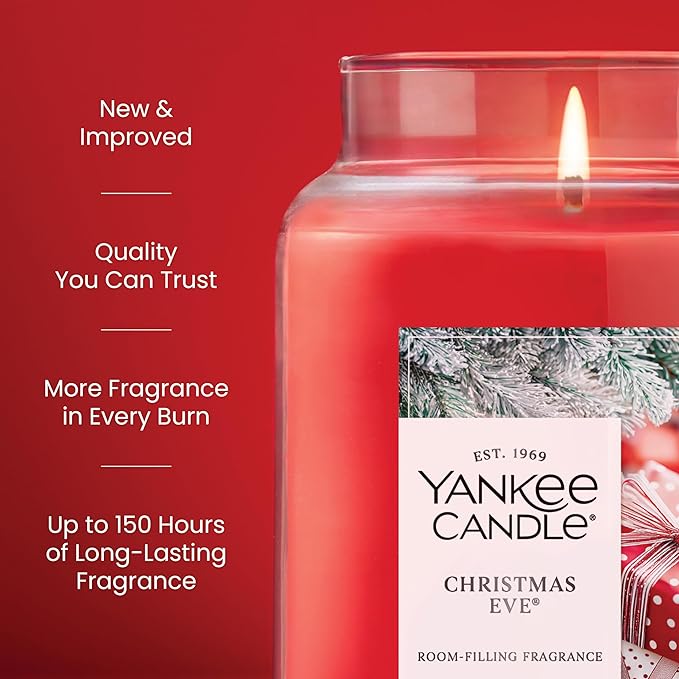 Yankee Candle Christmas Eve, Christmas Scented Candle, 22oz Large Jar with up to 150 Hour Burn Time, Giftable, Holidays