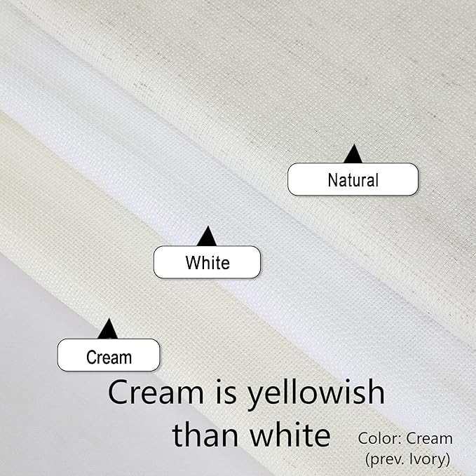 Chyhomenyc Bedroom Curtains 45 Inch Length 2 Panels, Faux Linen Textured Light Filtering Soft Airy Yellowish Window Treatment Drapes for Living Room, Each 30Wx45L Inches, Cream???prev. Ivory???