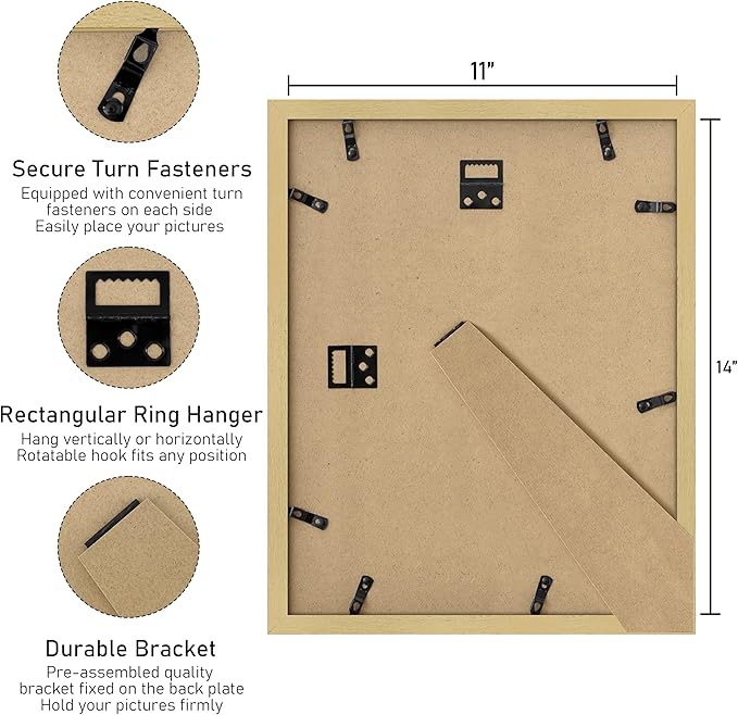 VIOLABBEY 11x14 Picture Frames 2Pack, Fit Five 4x6 Photos with Mat or One 11x14 Picture without Mat for Wall or Tabletop, Gold 4x6 Picture Frame Collage with Stand