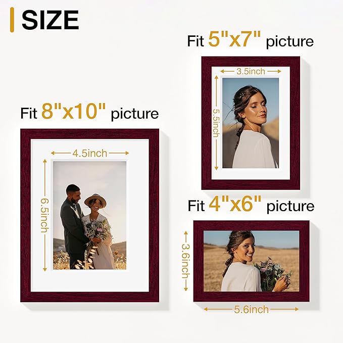 Vittanly 15 Pack Picture Frames Collage Wall Decor for Mounting or Tabletop Display, Gallery Frame Set for Family, Multi Sizes Including 3pcs 8x10, 6pcs 5x7, 6pcs 4x6, Cherry Red