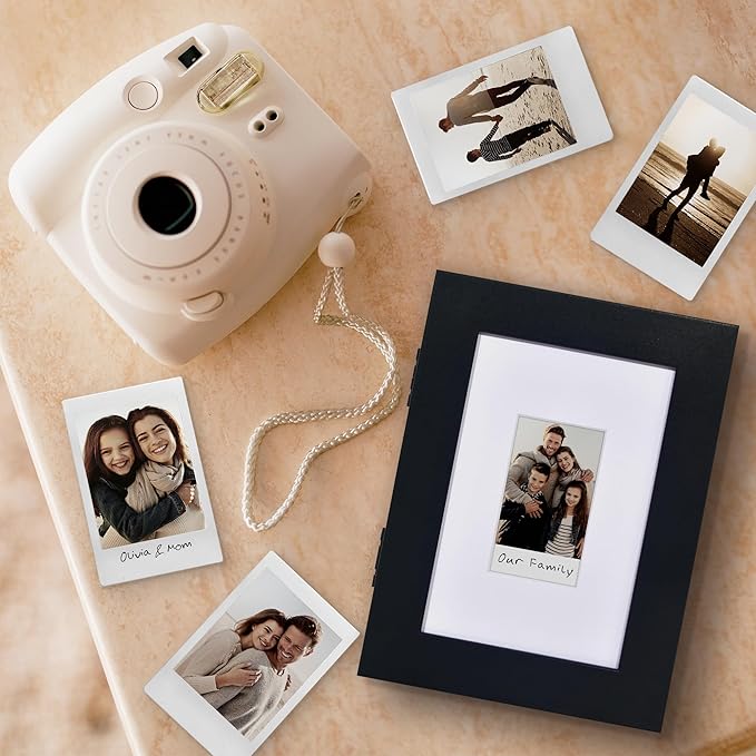 Americanflat 4x6 Picture Frame with Storage - Use as 2x3 Frame for Instant-Print Photos - Quick Change Storage Frames Holds up to 40 Photos - Tabletop or Wall Display - Black
