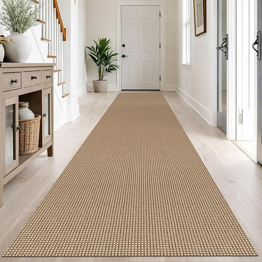 IOHOUZE Washable Exrea Long Hallway Runner Rug 3x14 Non Slip Rubber Backed Kitchen Runner Entryway Runner Indoor, Woven Rugs Floor Carpet for Kitchen Hall Entryway Stair, Orange/Tan/Brown