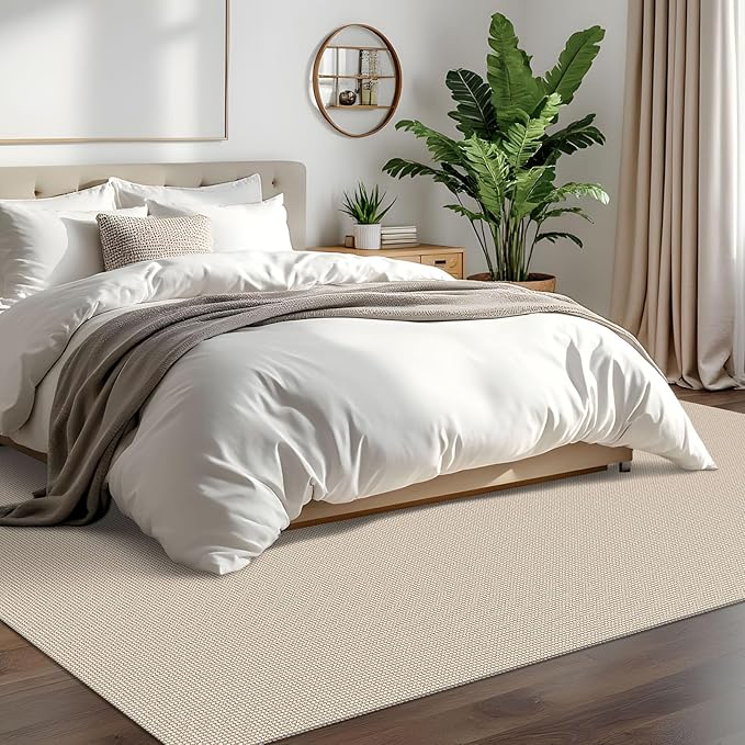 IOHOUZE Washable Area Rug 6x9 Non Slip Rubber Backed Rugs for Living Room, Dining Room Rugs Bedroom Rug, Woven Indoor Floor Carpet for Living Room Nursery Office, Beige/Khaki