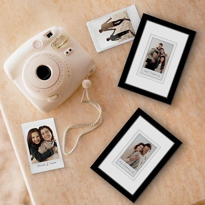 Americanflat 4x6 Picture Frame - Set of 2 - Use as 2x3 Frame with Mat for Instant-Print Photos - Black Mini Picture Frames for Tabletop and Wall Display with Shatter-Resistant Glass