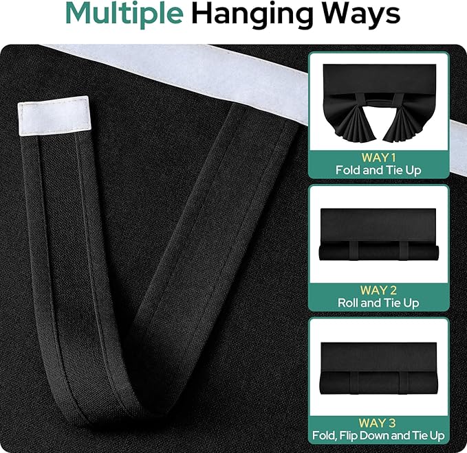 HOMEIDEAS 100% Black Linen Blackout French Door Curtains, Privacy Door Window Curtains, 34 X 68 Inch Room Darkening Blinds, Thermal Insulated Shades for Bedroom, 1 Panel