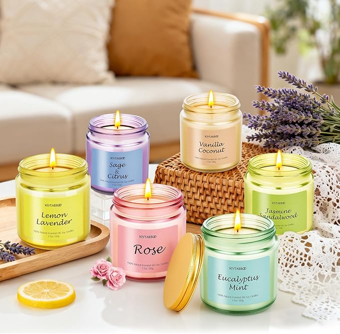 6 Pack Candle for Women | Scented Candles Set- Candles for Home Scented, Soy Wax Candles Bulk, Aromatherapy Candle Gifts Set for Women, Birthday, Valentine, Christmas, Anniversary Present
