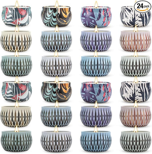 Scented Candles Gifts Set, 24 Pack Candles for Home Scented, Long Lasting Soy Wax Aromatherapy Candle Gifts for Women, Gift for Birthday, Holiday