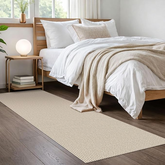 IOHOUZE Washable Runner Rug 2x6 Non Slip Runners for Hallways Entryway Runner Indoor, Kitchen Rugs Woven Cotton Floor Carpet for Kitchen Hall Entrance Bedroom, Beige/Khaki