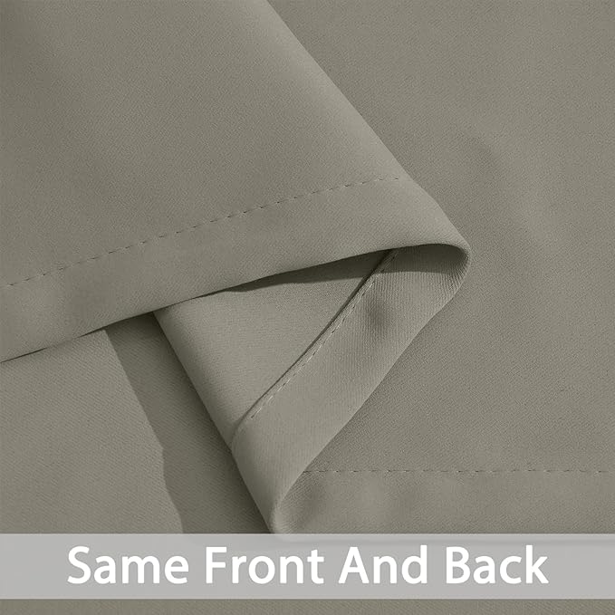 Yakamok Premium Room Darkening Thermal Insulated Curtains for Bedroom/Living Room - Classic Grommet Top (2 Panels, Taupe, 52 Inch by 72 Inch)