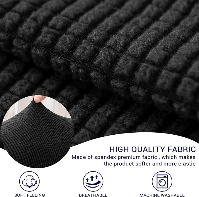 SUBRTEX Stretch Couch Arm Covers Set of 2, Checkered Sofa Arm Slipcovers, Anti-Slip Armrest Covers for Recliner and Armchairs, Pet Proof, High Stretchy, Hook & Loop Tape, Black