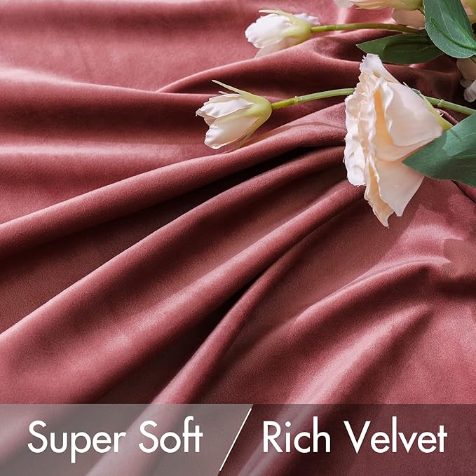 MIULEE Velvet Curtains 63 inch Length 2 Panels - Luxury Blackout Curtains for Bedroom Living Room Thermal Insulated Super Soft Window Drapes Rod Pocket & Back Tab, Dusty Rose Pink