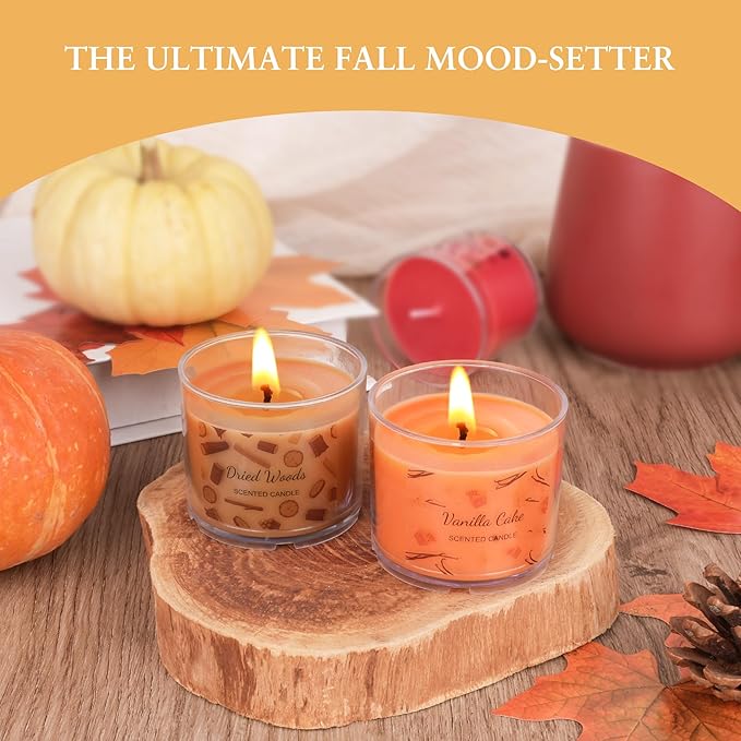 Fall Candles Bulk, 12 Pack Scented Candles for Home, Candle Set for Women, Small Soy Candles Scent of Pumpkin Vanilla Caramel Lavender, Mini Candle Gift Set for Birthday Halloween Christmas Birthday