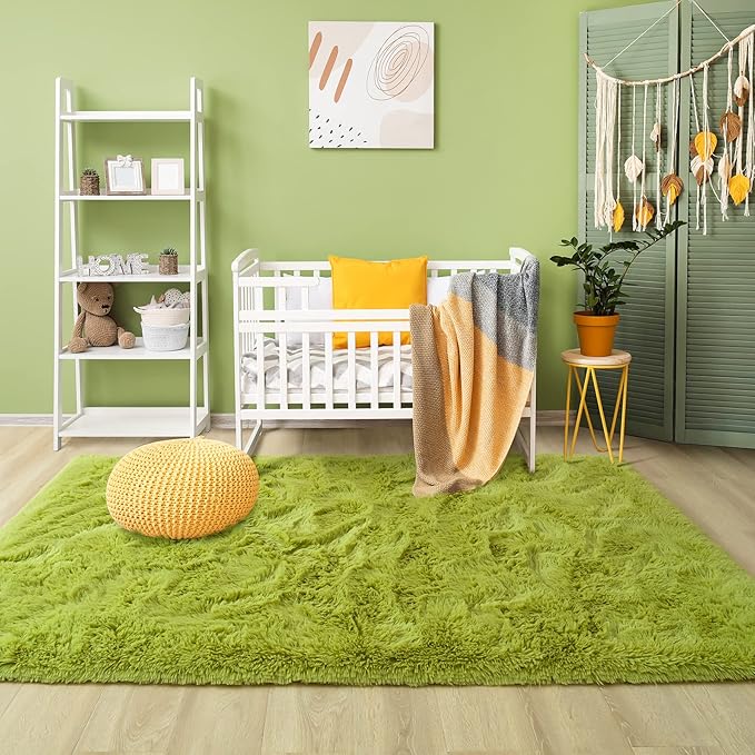 Noahas Large Fluffy Green 6x9 Area Rugs for Living Room Bedroom,Thick Shag Throw Rug,Big Soft Shaggy Bedside Non-Slip Plush Dorm Nursery Kids Carpet