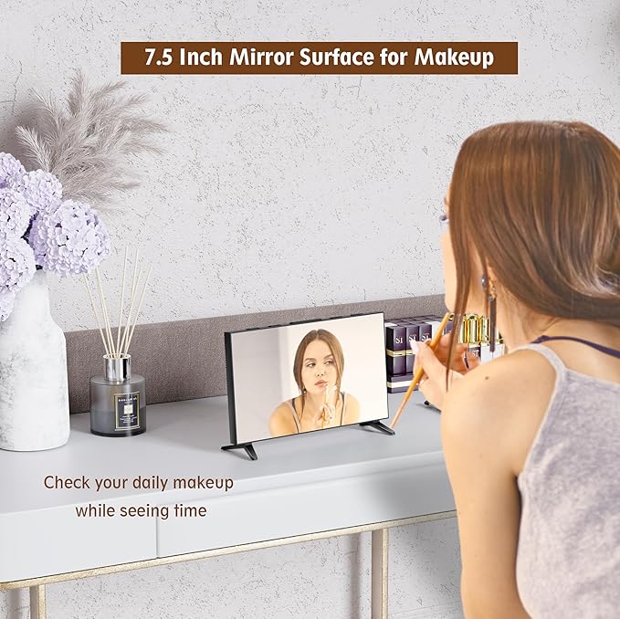 Mirror Digital Loud Alarm Clock,Indoor Temperature,USB Charging Port,Dimmer,Dual Alarms,Adjustable Volum,12/24H,Snooze,Perfect for Bedroom and Living Room (Black+Red Digit)