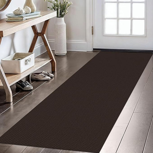 KOZYFLY Washable Runner Rug 2x6 Ft Runners for Hallways Non Slip Kitchen Runners Braided Cotton Entryway Runner Indoor, Carpet for Hallway Kitchen Entryway Bedroom, Dark Coffee/Brown