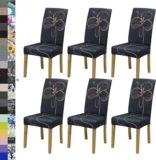 BIETYONE Chair Covers,Dining Room Chair Covers Set of 6,Stretch Kitchen Chair Cover,Washable Dining Chair Cover,Parsons Chair Slipcovers Protective,for Home,Restaurant,Banquet