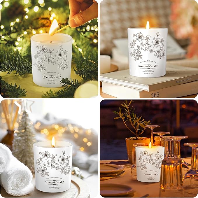 Deluxe Scented Candle for Women & Men, Lavender Soy Wax Candle, 8 Oz Jar Candle for Home, Scented-60 Hour Long Lasting Burning, Suitable Present for Thanksgiving, Christmas & Birthday