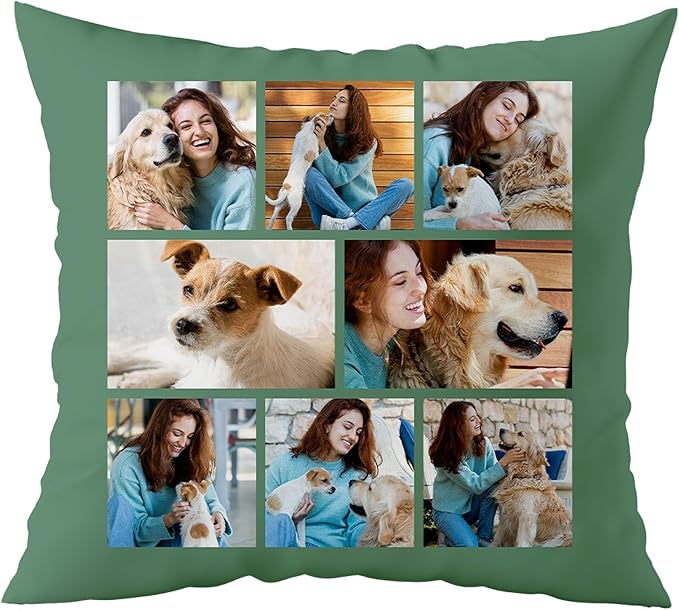 Fabric Textile Products Custom Pillow - USA Made - Personalized Pillows with Picture Collage - Throw Pillow - Personalized Gift - Grandparent & Couples Gifts - Kids Pillows (16"x16")
