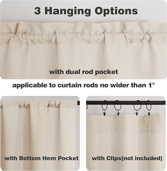 Chyhomenyc Linen Curtains 78 Inch Length 2 Panels Set, Faux Linen Textured Light Filtering Soft Airy Farmhouse Curtain Drapes for Living Room Bedroom, 40Wx78L