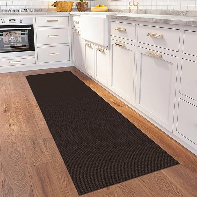KOZYFLY Washable Runner Rug 2x6 Ft Runners for Hallways Non Slip Kitchen Runners Braided Cotton Entryway Runner Indoor, Carpet for Hallway Kitchen Entryway Bedroom, Dark Coffee/Brown