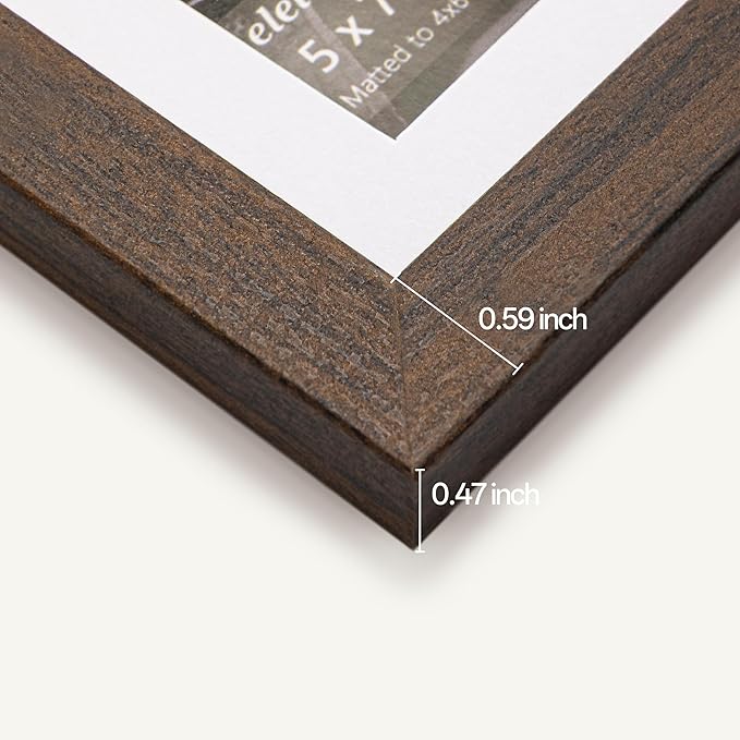 eletecpro 5x7 Picture Frames Set of 10, Picture Frame Collage Wall Decor Displays 4x6 Photo With Mat or 5x7 without Mat, Home Decor Gallery Frame for Table Top or Wall Mounting, Walnut Brown