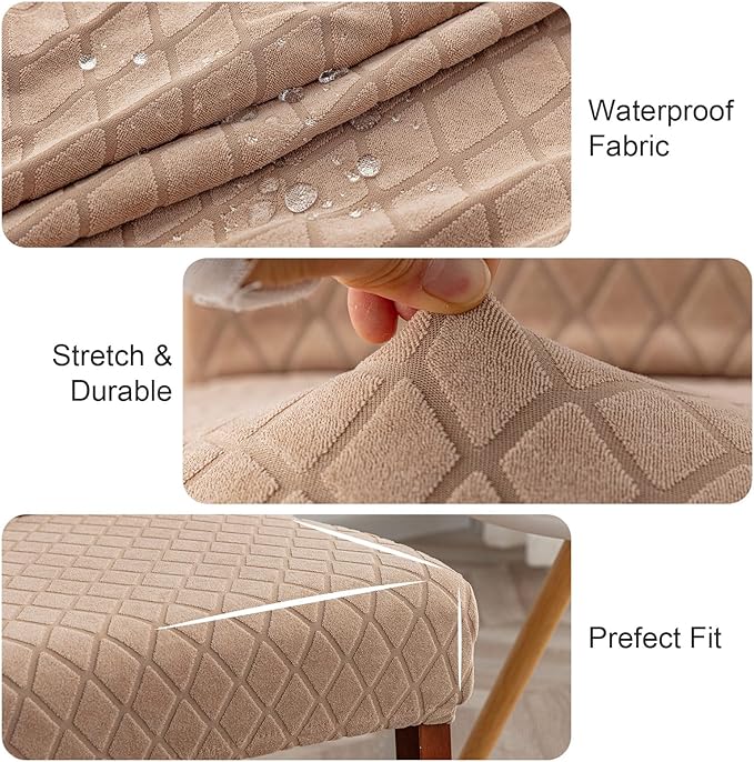 Genina 100% Waterproof Chair Covers for Dining Room Set of 6, Large Dining Room Chair Covers Protectors Stretch Kitchen Parson Chair Slipcovers for Home, Restaurant (Large, Argyle-Khaki)