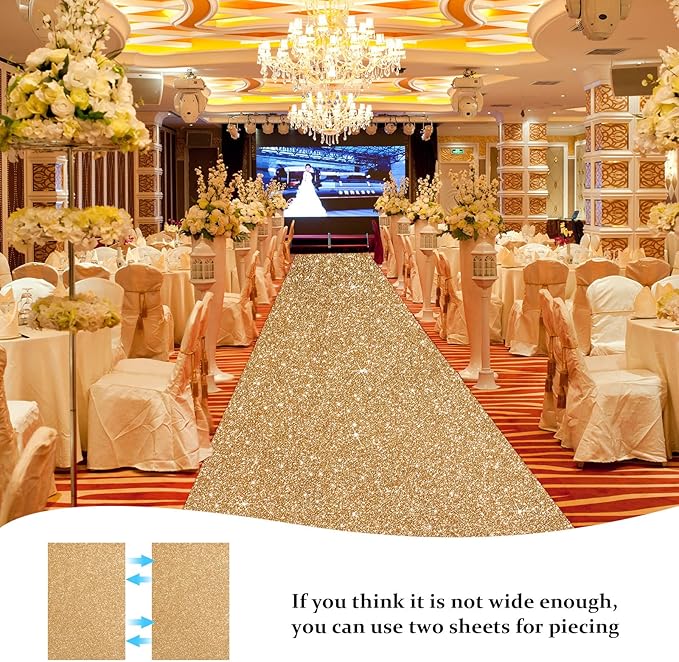 Tatuo Carpet Runner 2.46 x 30 ft Runway Rug 55 GSM Thickness with Carpet Tape for Prom Graduation Wedding Outdoor Indoor Hallway Movie Party Decoration Rug(2.46 x 30 Feet,Glitter Champagne)