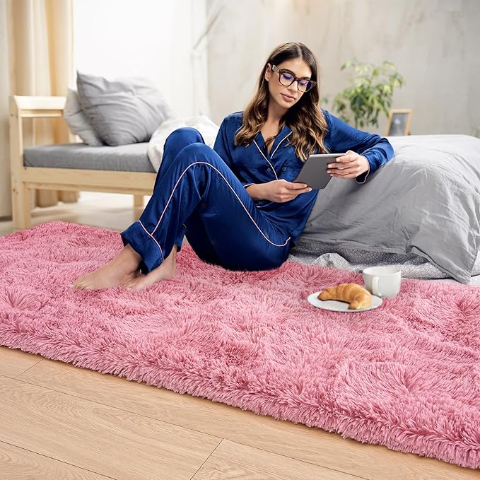 Noahas Blush Runner Rug for Hallway,2'x6' Long Area Rugs for Bedroom Living Room,Non Slip Thick Shag Carpet for Entryway Nursery Bedside Kids Girls Room Home Decor