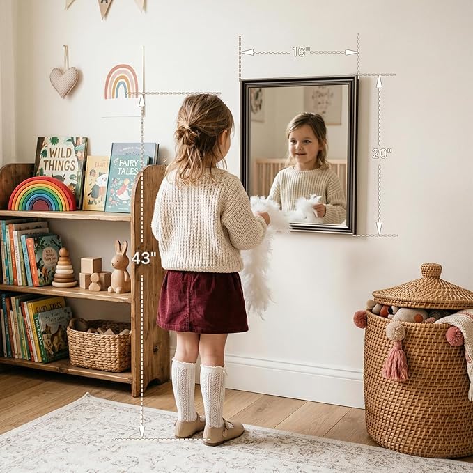 Retro Copper Effect Framed Wall Mirror, 16x20 Rectangle Mirror, Anti-desilvering Tempered Glass, Sustainable& Sturdy Frame, Farmhouse Mirror, Anti-Rust, 3min Fast Setup for Bathroom Living Room