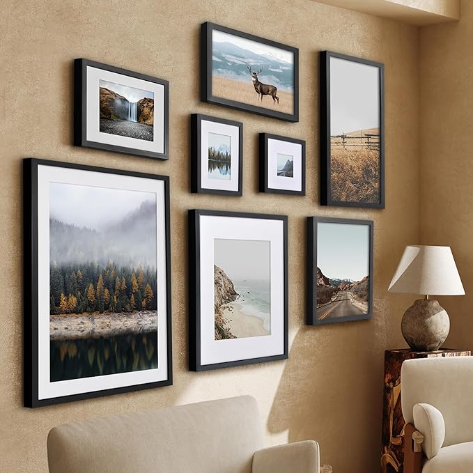 Americanflat 22x28 Poster Frame with Polished Plexiglass - Use as 18x24 Frame with Mat or Display 22x28 Photo Without Mat - Soho Collection - Deep Molding Picture Frames for Wall Display - Black