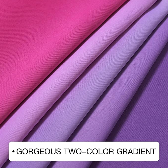 COSVIYA Grommet Ombre Room Darkening Curtains 72 inches Length for Kids/Girls Bedroom, Polyester Light Blocking Pink and Purple Gradient Window Drapes/Curtains for Living Room,2 Panels, 52x72 inches