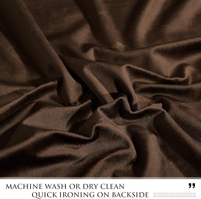 StangH 2 Panels Brown Velvet Curtains Solid Living Room Drapes Heat & Cold Blocking 96 inches Long, Soft Heavy Farmhouse Decor Blackout Curtains Privacy Protect for Nursery/Office, W42 x L96