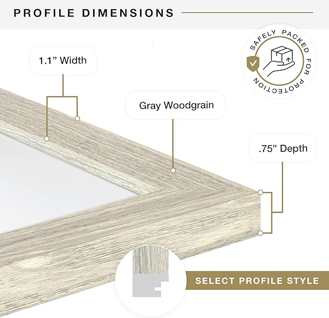 MCS Studio Gallery 16x20 Poster Frame Gray Woodgrain Engineered Wood, Vertical & Horizontal Wall Hanging Large Picture Frame for Photos, Posters & Art Prints (1-Pack)