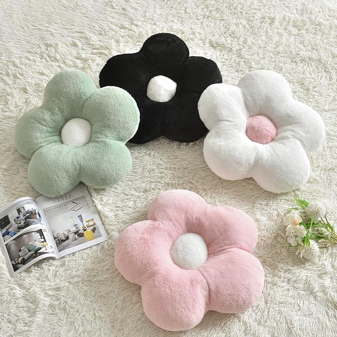 Pillows, Soft Flower Shaped Pillow with Home Decorative for Couch Chair Bed,Flower Floor Throw Pillows for Adults Bedroom Living Room (Pink, 19.6 Inches)