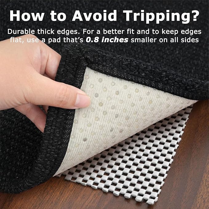 KOZYFLY Washable Entryway Rug 3x5 Ft Area Rugs Cotton Rubber Backed Throw Rugs Indoor Door Mat Kitchen Rugs Braided Floor Carpet for Front Entrance Kitchen Living Room, Black