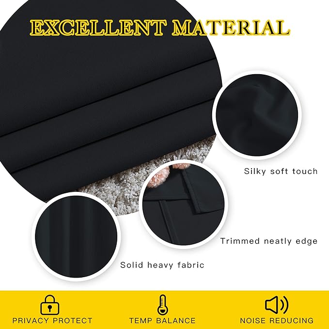 NICETOWN Black Out Kitchen Window Curtains Over Sink, Grommet Blackout Window Treatments Thermal Drapes for Cafe/Basement, 2 Panels, W52 x L36