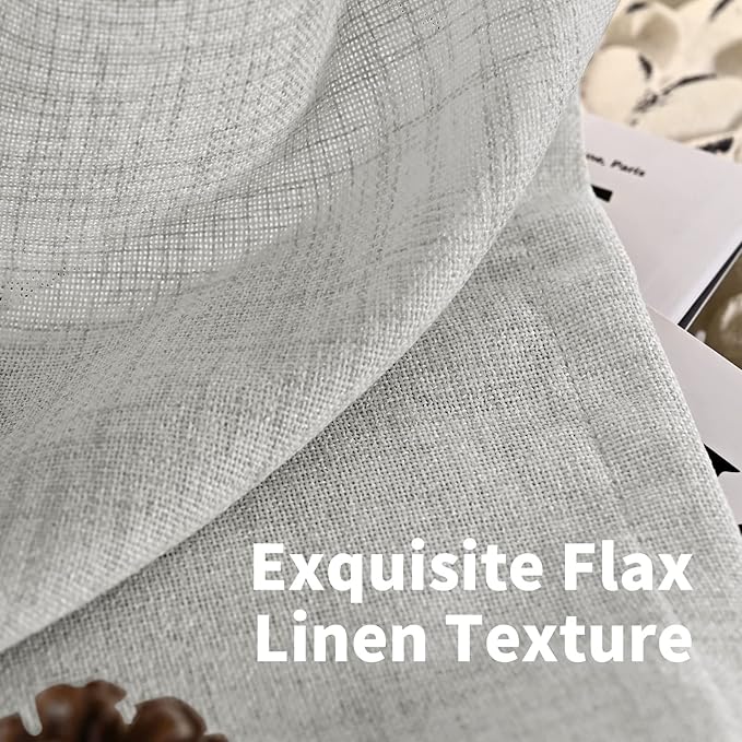 YoungsTex 72 Inches Long Light Grey Curtains for Living Room 2 Panels - Linen Light Filtering Window Drapes with Bronze Grommet Burlap Textured for Bedroom Dining Rustic Country, 52 X 72 Inch