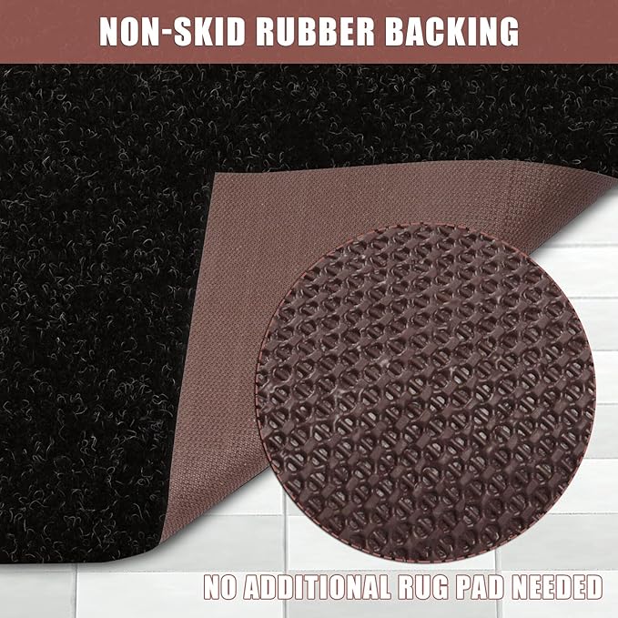 Runner Rug 2 ft x 42 ft Carpet Runners, Indoor/Outdoor Hallway Kitchen Entryway Bedroom Area Rugs with Non-Slip Rubber Backing, Garage mat, Black, Custom