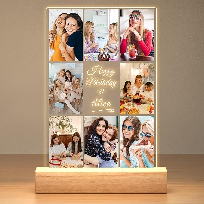 Custom Picture Frames with Photos, Personalized Photo Frame, Customized Picture Frame, Personalized Birthday Gifts for Women Men Her Him Wife Mom Dad Kid Baby Family Best Friends